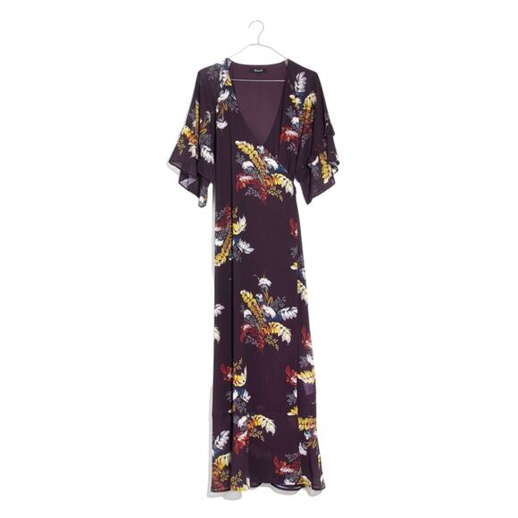 Madewell Dresses & Skirts - Madewell Vervain Ruffle Sleeve Wrap Dress Blooming Oasis Maxi Ruffle Sleeve XXL